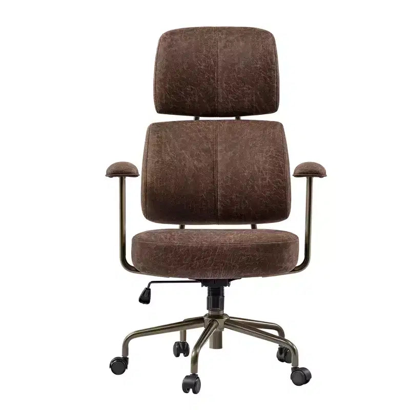 Chaise de bureau à dossier haut en similicuir suédé