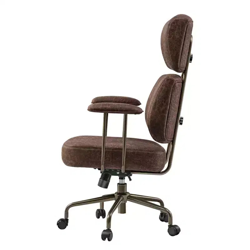 Chaise de bureau à dossier haut en similicuir suédé