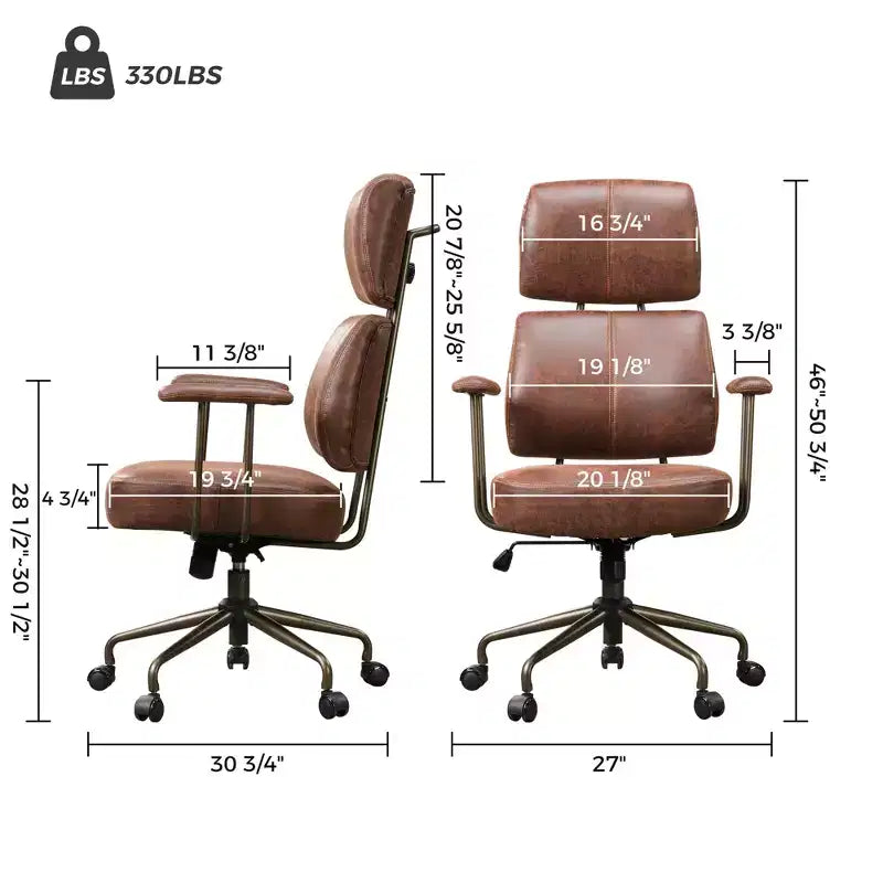 Chaise de bureau à dossier haut en similicuir suédé