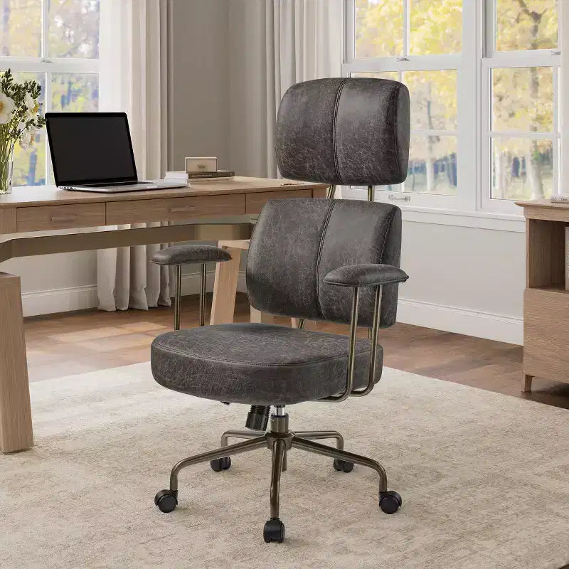 Chaise de bureau à dossier haut en similicuir suédé