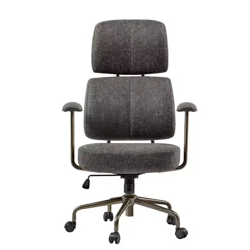 Chaise de bureau à dossier haut en similicuir suédé