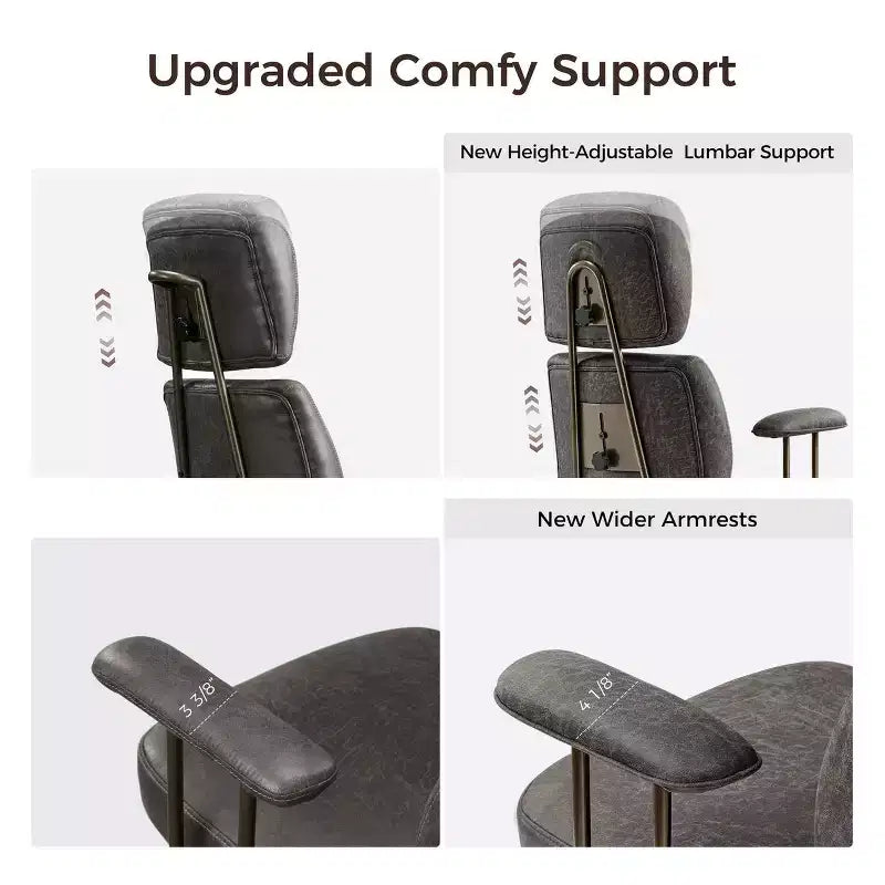 Chaise de bureau à dossier haut en similicuir suédé
