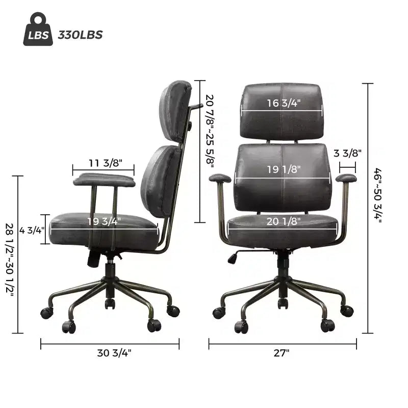 Chaise de bureau à dossier haut en similicuir suédé