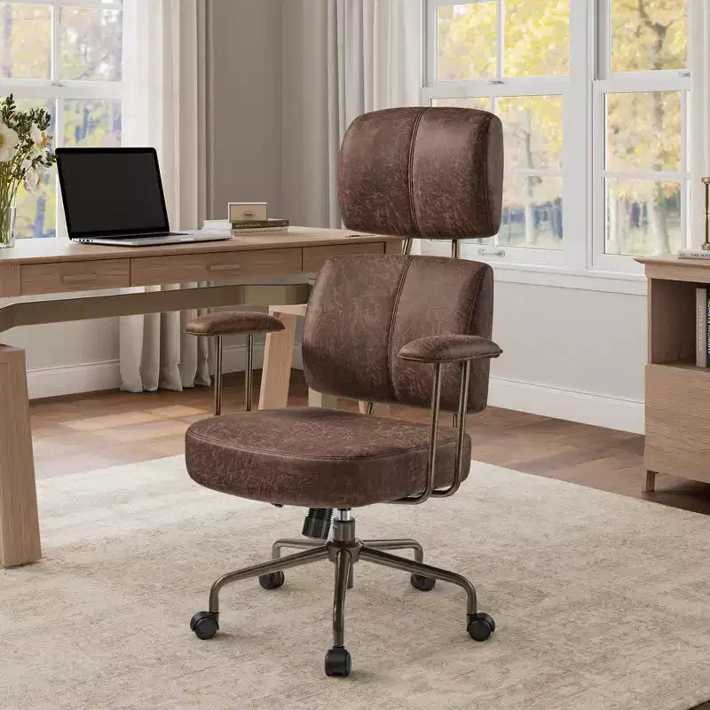 Chaise de bureau à dossier haut en similicuir suédé