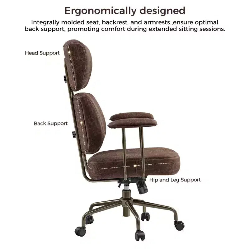 Chaise de bureau à dossier haut en similicuir suédé