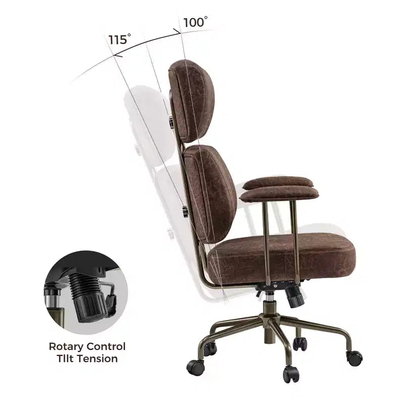 Chaise de bureau à dossier haut en similicuir suédé