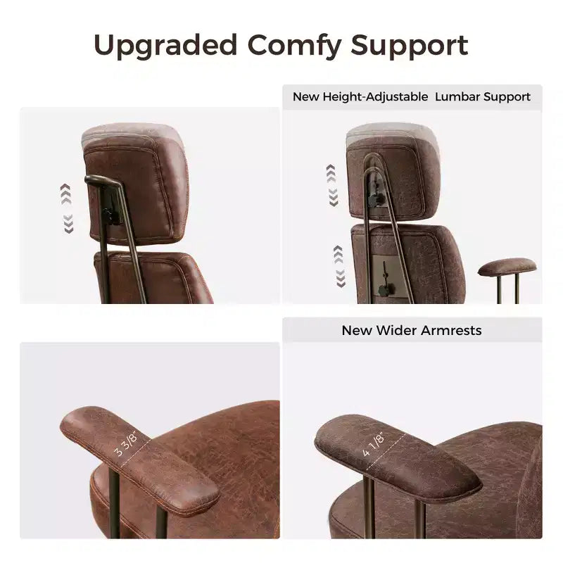 Chaise de bureau à dossier haut en similicuir suédé