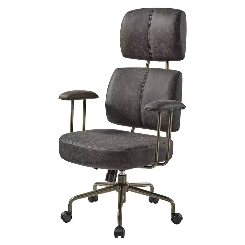 Chaise de bureau à dossier haut en similicuir suédé