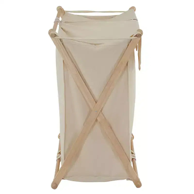 Panier à linge en bambou en X, doublure lavable et cadre en bambou, naturel