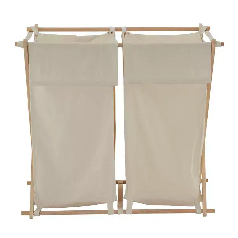 Panier à linge en bambou en X, doublure lavable et cadre en bambou, naturel