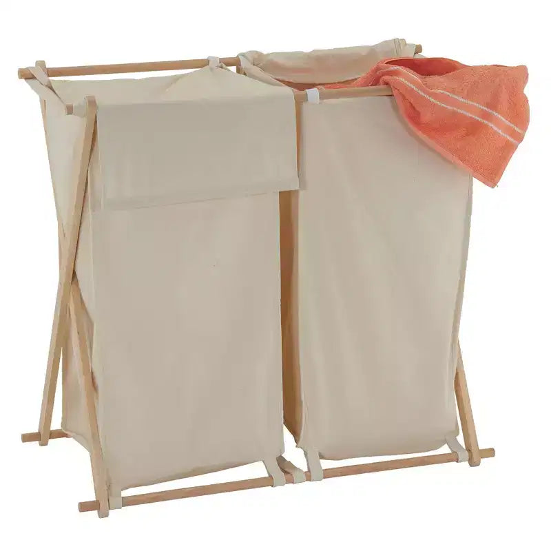 Panier à linge en bambou en X, doublure lavable et cadre en bambou, naturel