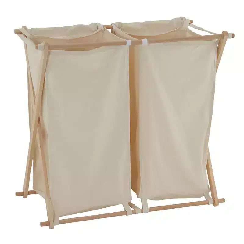 Panier à linge en bambou en X, doublure lavable et cadre en bambou, naturel