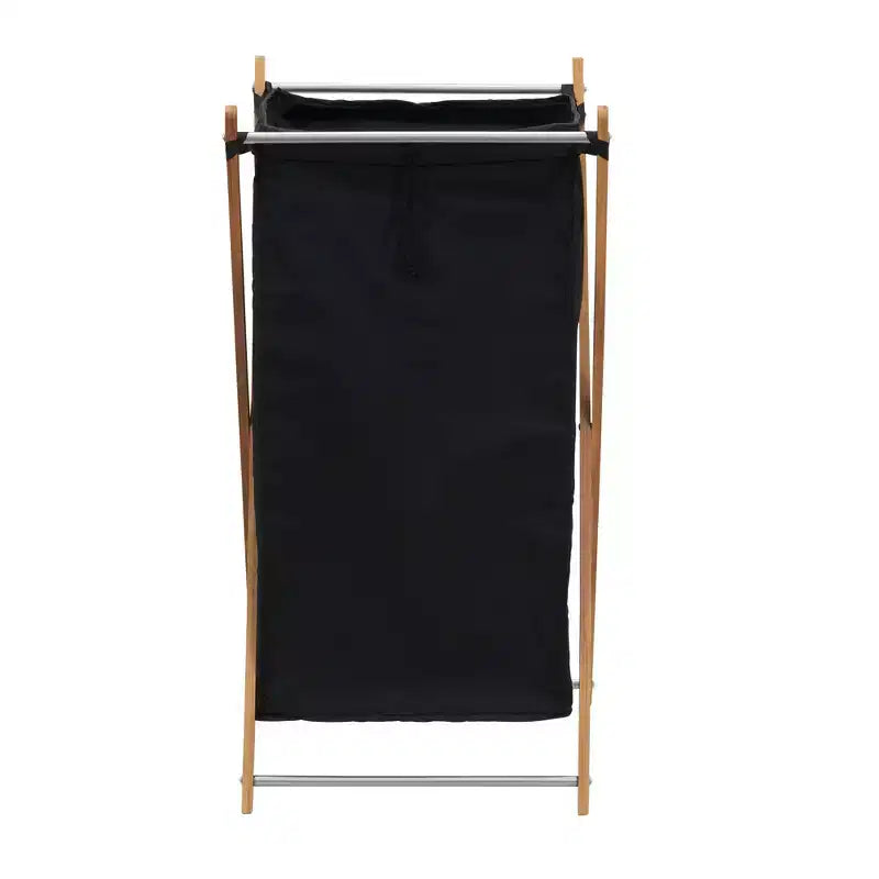 Panier à linge en bambou en X, doublure lavable et cadre en bambou, naturel