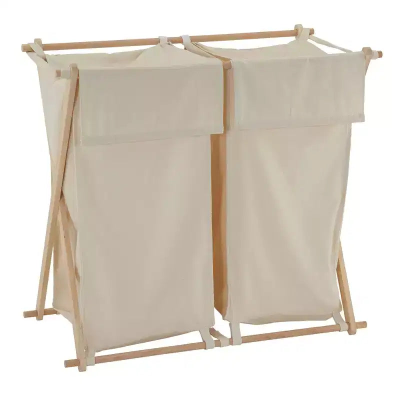Panier à linge en bambou en X, doublure lavable et cadre en bambou, naturel