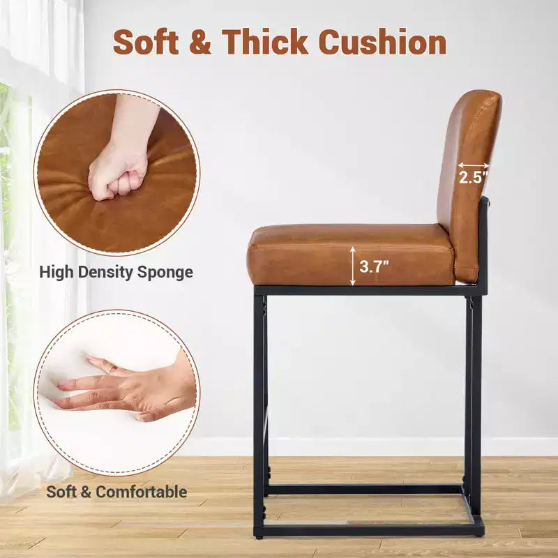 24 Tabourets de bar, tabourets de bar hauteur comptoir avec dossier, tabourets de bar modernes en cuir PU pour îlot de cuisine, chaise de bar rembourrée avec repose-pieds en métal