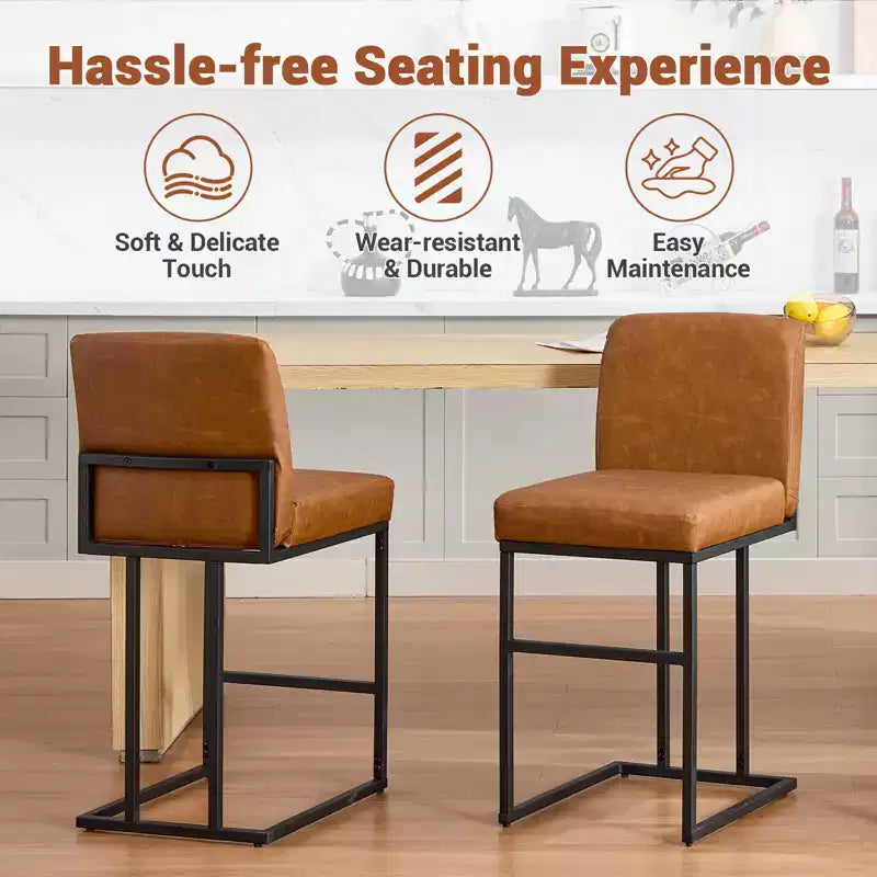 24 Tabourets de bar, tabourets de bar hauteur comptoir avec dossier, tabourets de bar modernes en cuir PU pour îlot de cuisine, chaise de bar rembourrée avec repose-pieds en métal