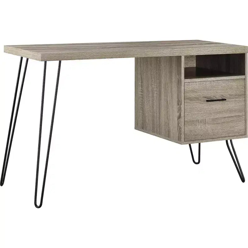 Landon Computer Desk, Distressed Gray Oak