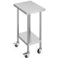VEVOR Stainless Steel Work Table 24 x 18 x 38 Inch, with 4 Wheels, 3 Adjustable Height Levels, Heavy Duty Food Prep Worktable, Silver