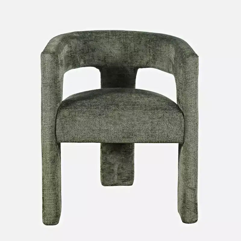 Jofran,Gwen Modern Luxury Jacquard Fabric Upholstered Sculpture Armchair- Green Color