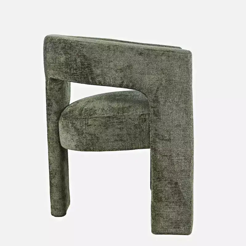 Fauteuil sculptural moderne en tissu jacquard de luxe - Couleur verte