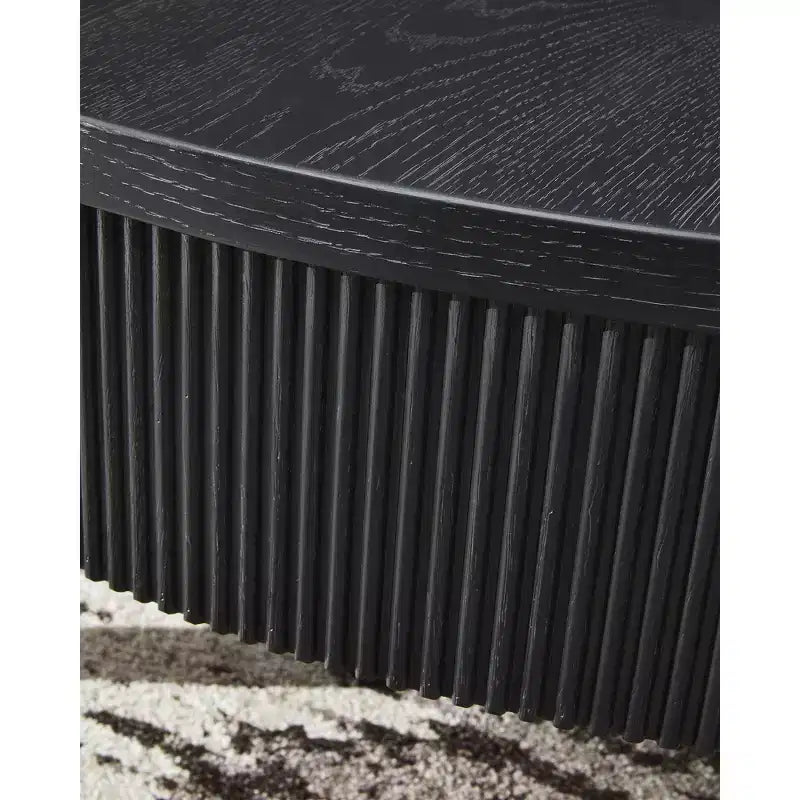 Table Basse Ronde avec Tiroirs de Rangement, Style Ferme Moderne, Noire