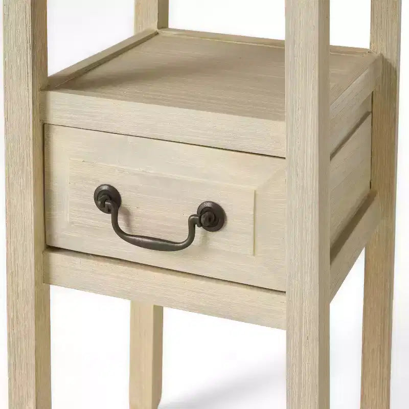 Table d'appoint Declan contemporaine en bois d'hévéa avec tiroir