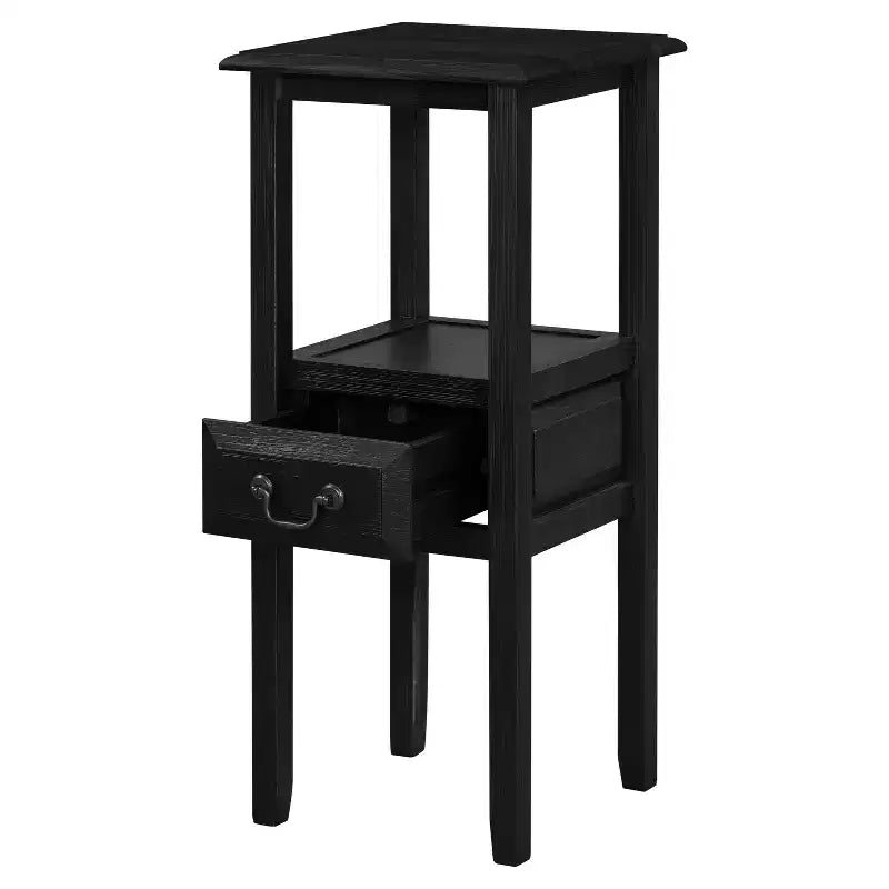 Table d'appoint Declan contemporaine en bois d'hévéa avec tiroir