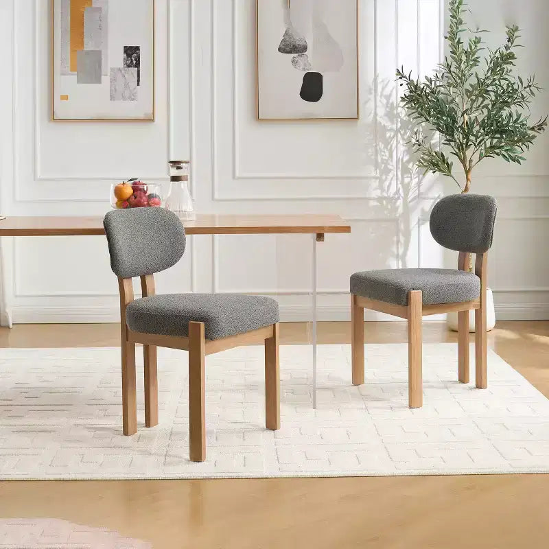 Chaises de salle à manger avec accoudoirs rembourrées en chenille