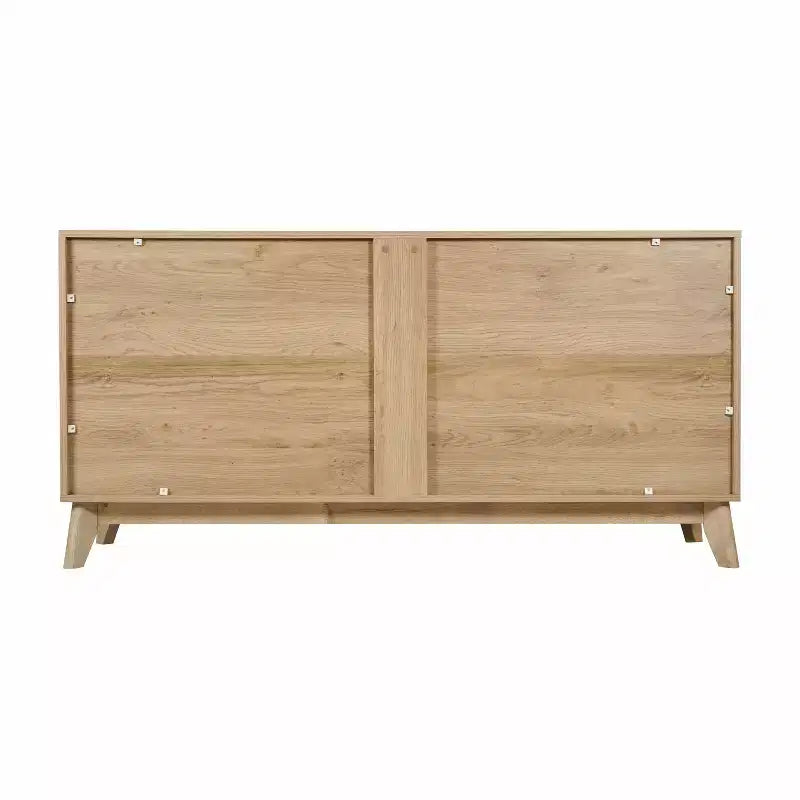 Buffet TV 4 portes de style milieu de siècle avec étagères