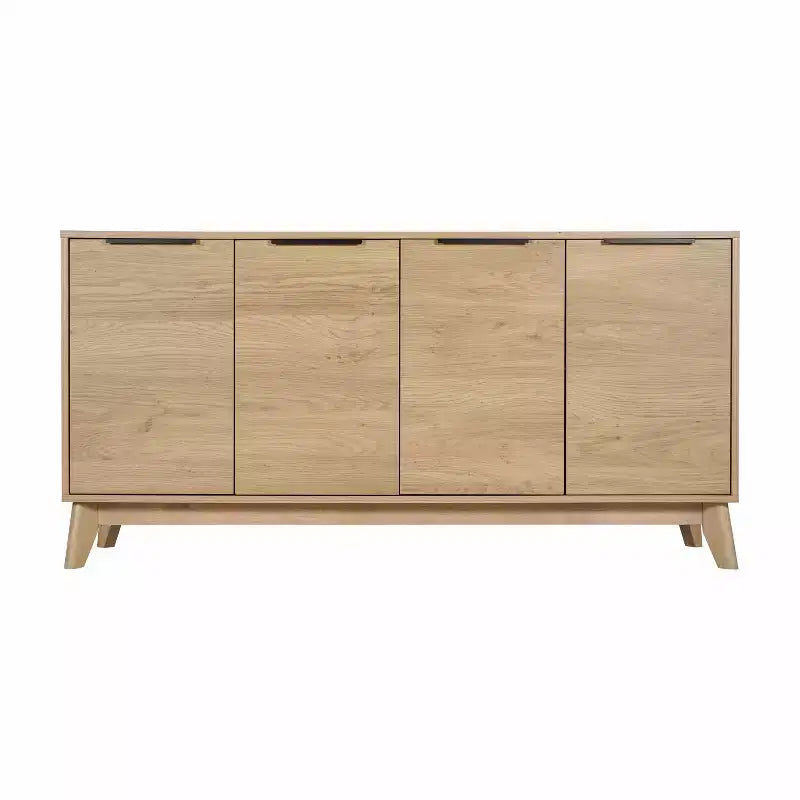 Buffet TV 4 portes de style milieu de siècle avec étagères
