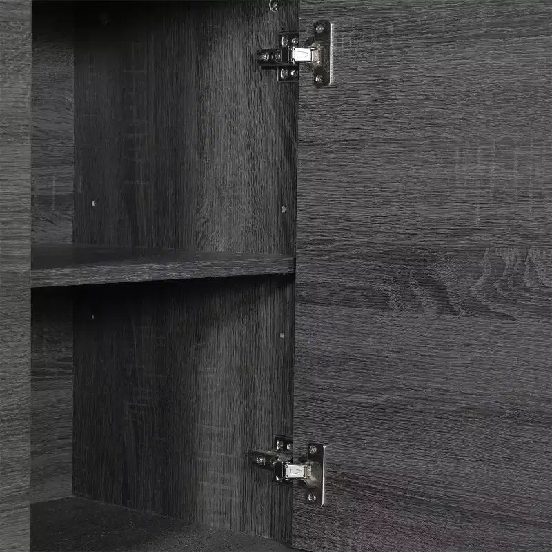 Buffet TV 4 portes de style milieu de siècle avec étagères