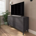 Buffet TV 4 portes de style milieu de siècle avec étagères