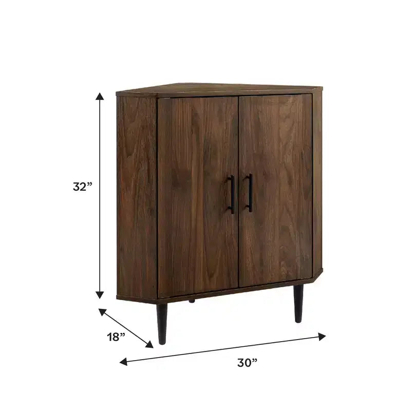 Meuble d'angle d'appoint moderne en bois à 2 portes, format triangulaire de 30 pouces