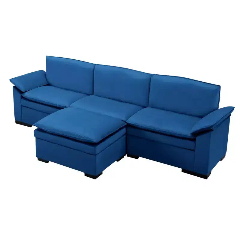 Canapé d'angle en velours anthracite 117,7" - Ensemble ottoman de luxe en tissu antitache