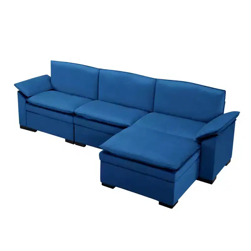 Canapé d'angle en velours anthracite 117,7" - Ensemble ottoman de luxe en tissu antitache