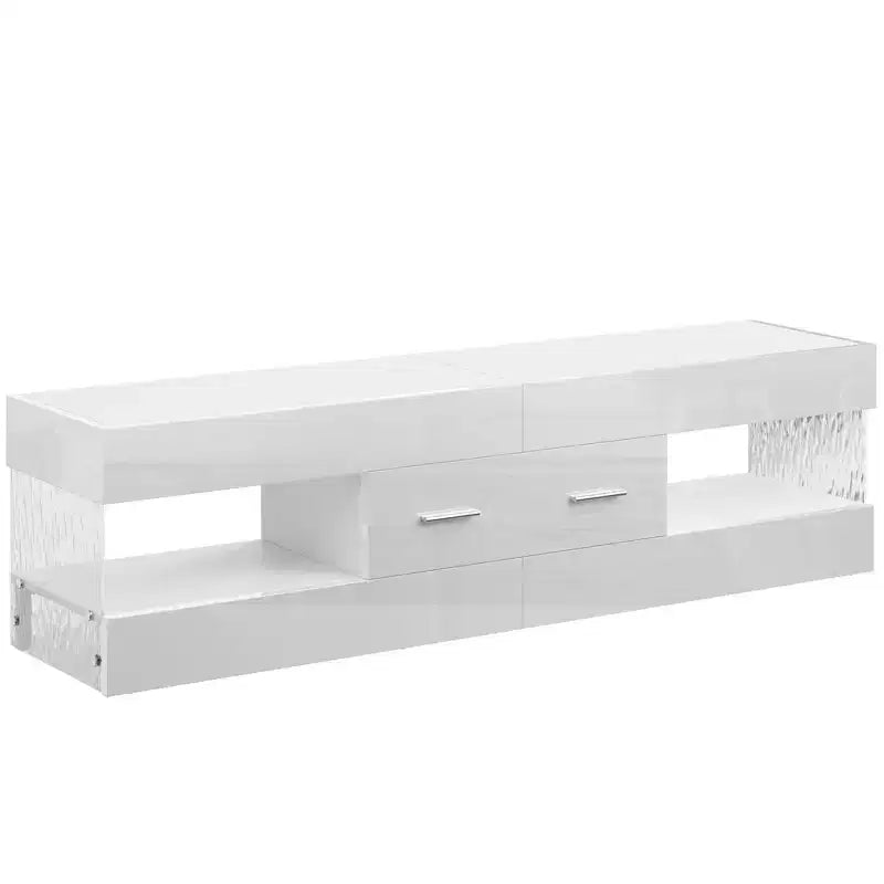 Meuble TV noir brillant pour téléviseur jusqu'à 65 pouces, centre de divertissement pour téléviseur LED, meuble TV moderne avec tiroirs de rangement