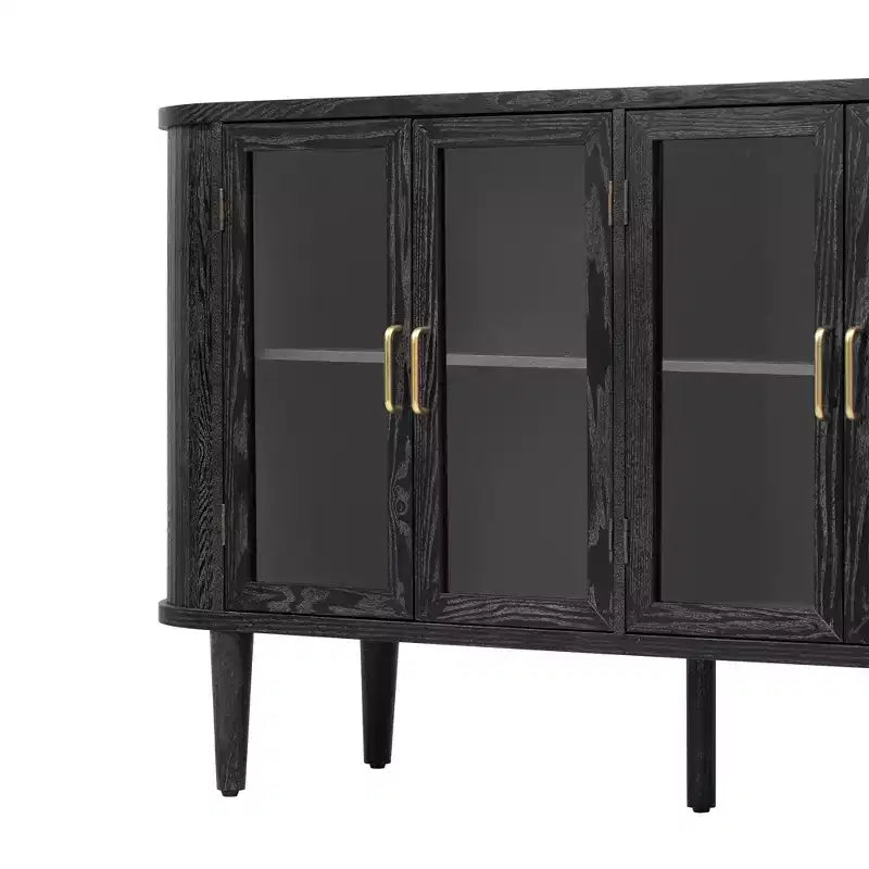 Bahut de ferme avec rangement, meuble buffet en bois avec portes vitrées et étagères réglables