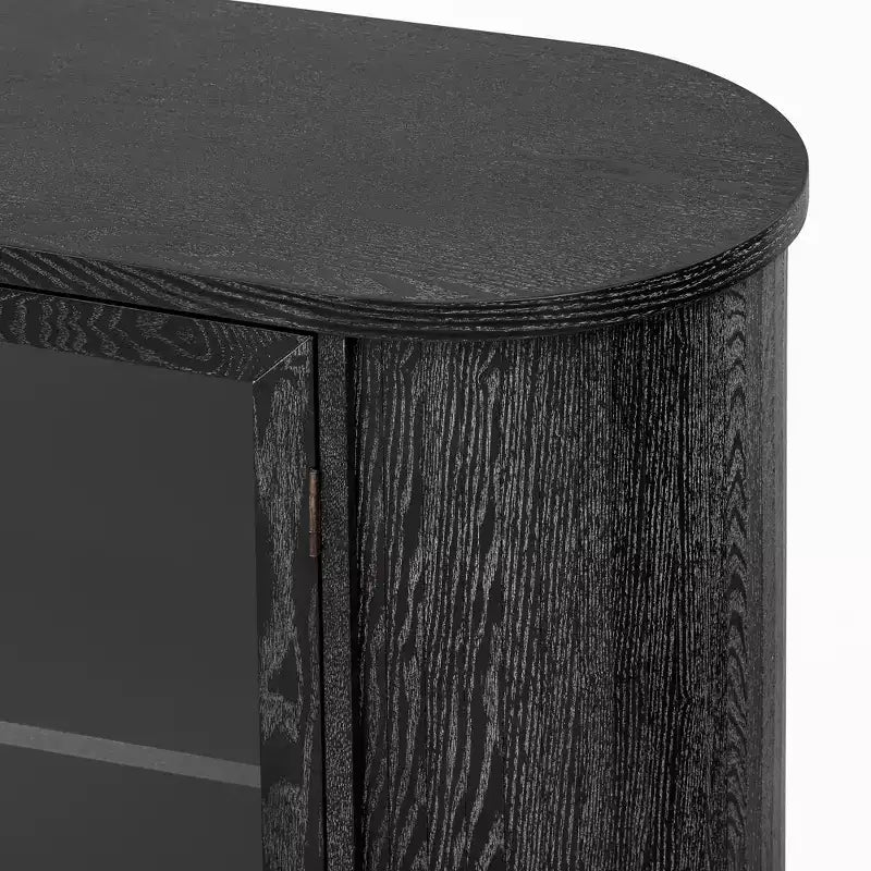 Bahut de ferme avec rangement, meuble buffet en bois avec portes vitrées et étagères réglables