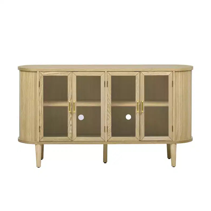 Bahut de ferme avec rangement, meuble buffet en bois avec portes vitrées et étagères réglables