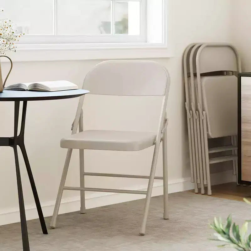 Lot de 2 chaises pliantes, capacité de 159 kg, cadre en métal, chaises pliantes noires portables pour intérieur/extérieur, salle à manger/salon et bureau