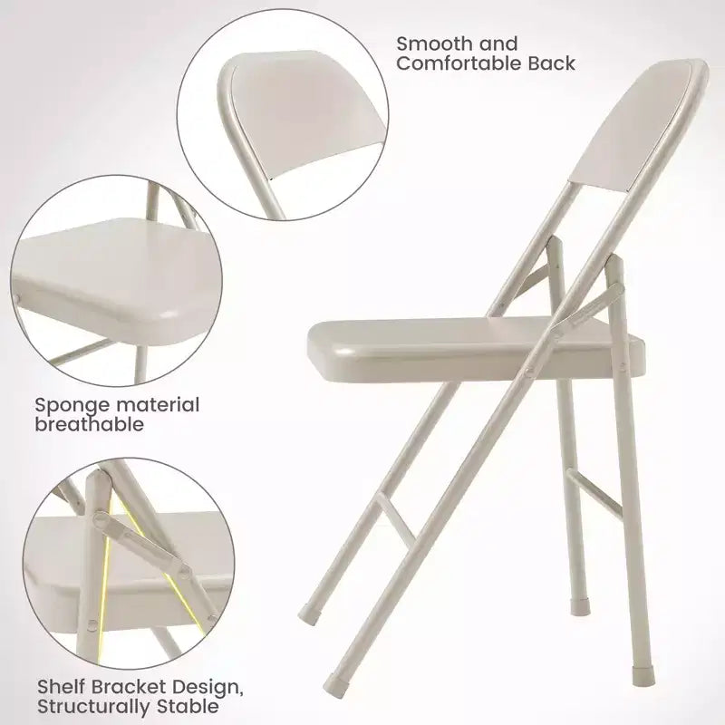 Lot de 2 chaises pliantes, capacité de 159 kg, cadre en métal, chaises pliantes noires portables pour intérieur/extérieur, salle à manger/salon et bureau