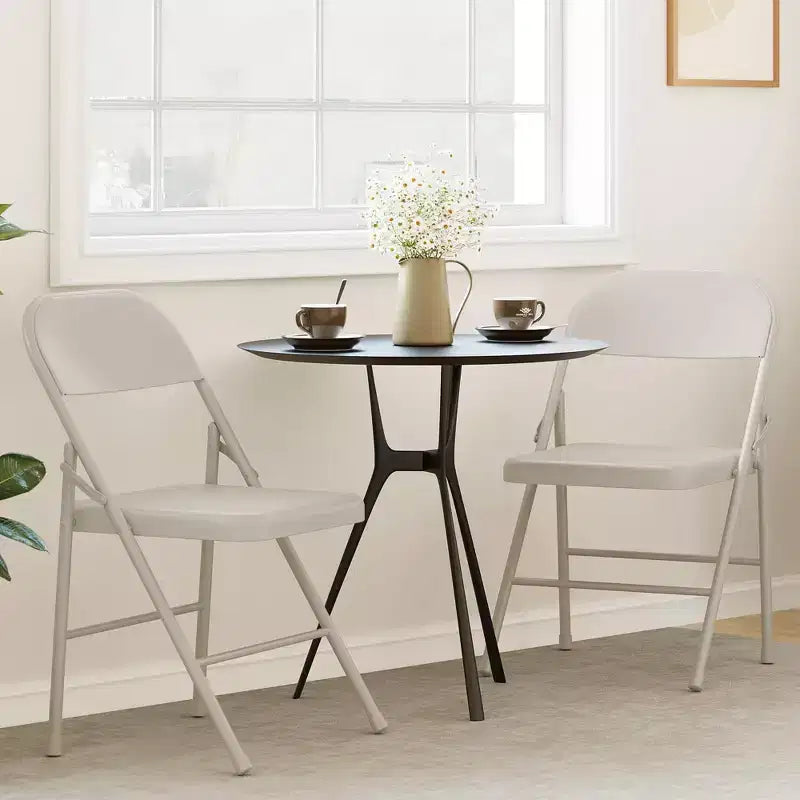 Lot de 2 chaises pliantes, capacité de 159 kg, cadre en métal, chaises pliantes noires portables pour intérieur/extérieur, salle à manger/salon et bureau