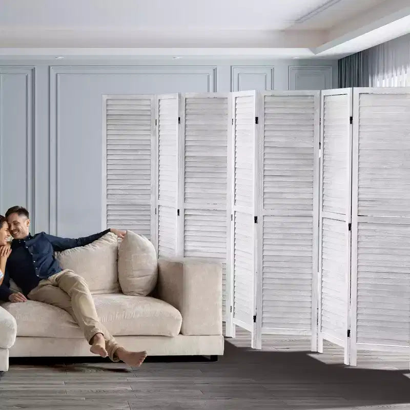 Paravent en bois, cloison de séparation pliable en bois à 8 panneaux, paravent intérieur à persiennes de 170 cm de hauteur, écran de décoration portable