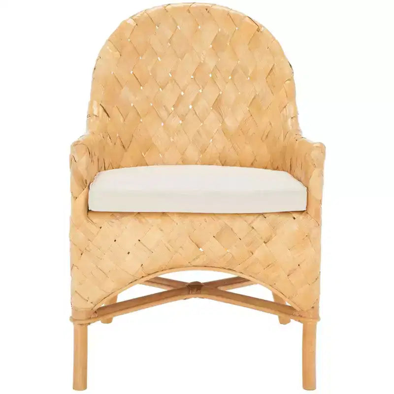 Chorus Woven Dining Chair With Cushion - SEA7039 - Natural/White - Safavieh