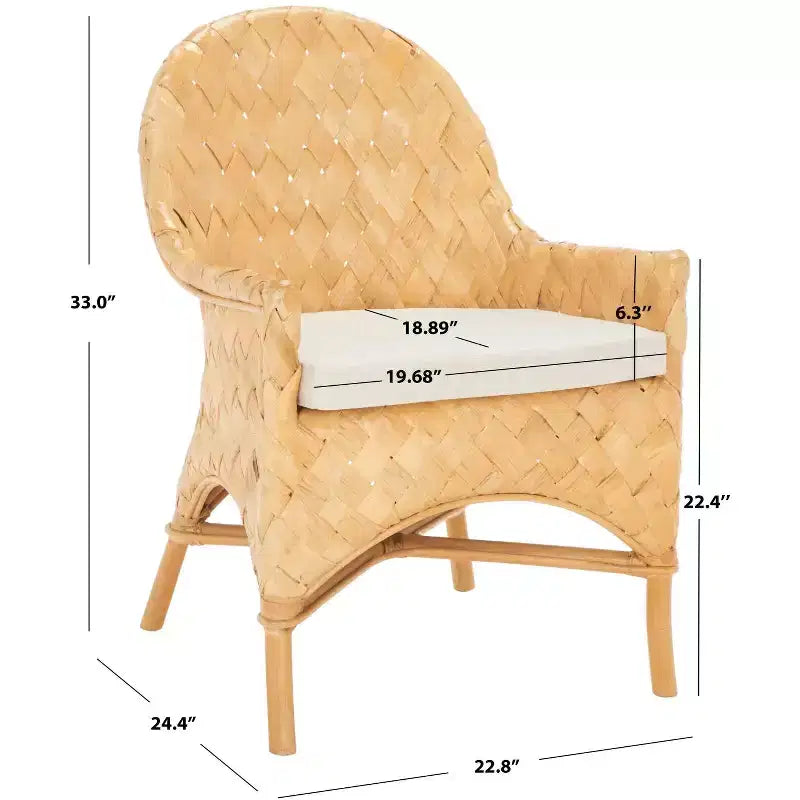 Chaise de salle à manger tressée avec coussin - SEA7039 - Naturel/Blanc