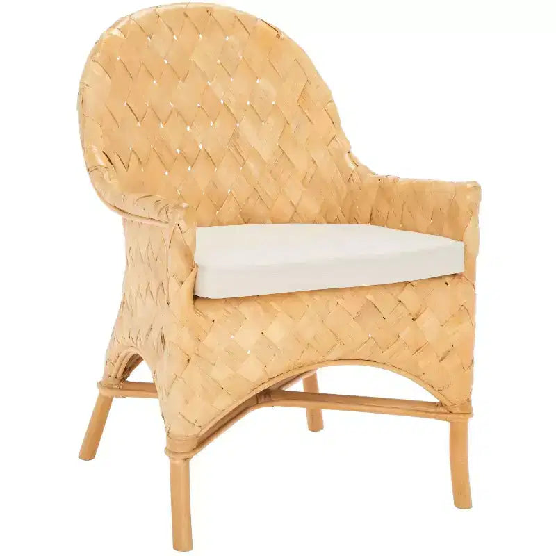 Chaise de salle à manger tressée avec coussin - SEA7039 - Naturel/Blanc