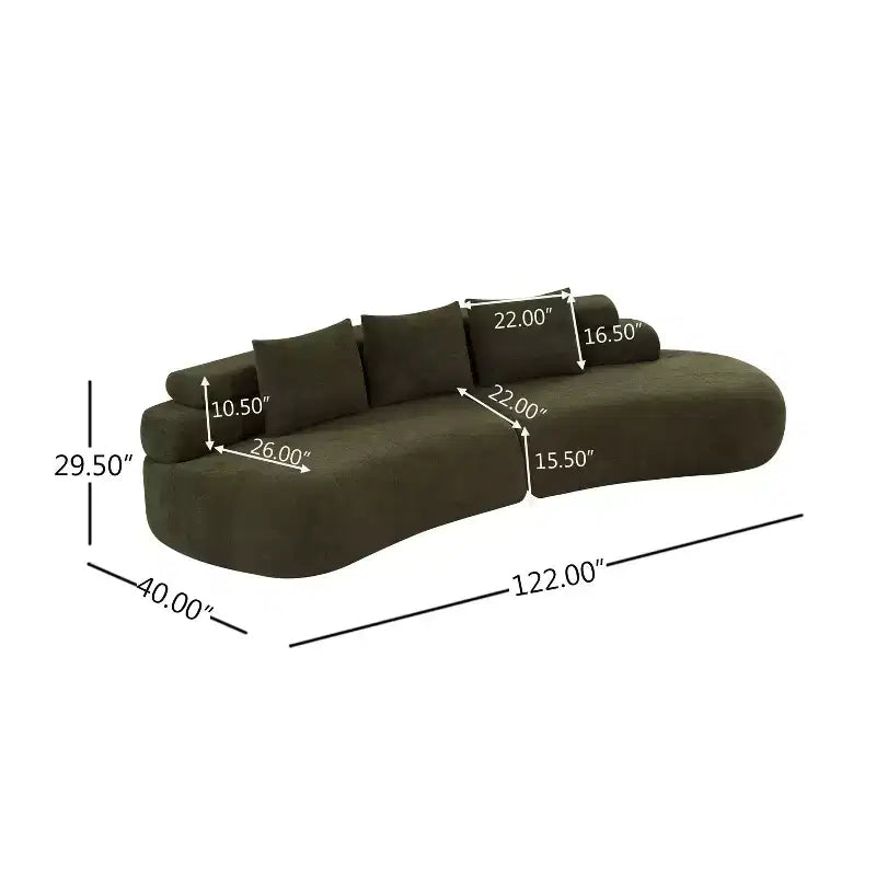 122 Canapés d'angle modernes incurvés 4 places avec 3 coussins