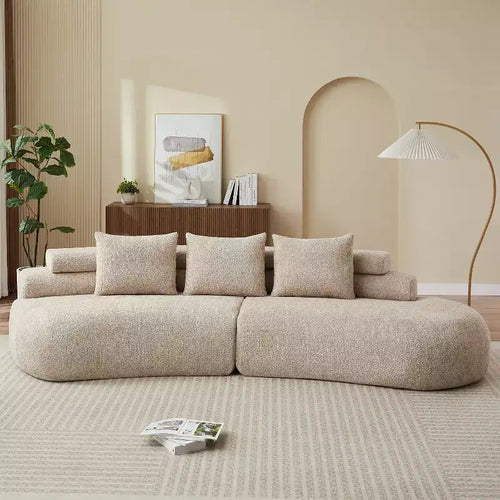 Christopher Knight Home Fiorella 122 Modern Curved 4-Seater Sectional Sofas with 3 Pillows