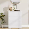 CuisinSmart Wooden Dresser with 3 Drawers, Tall Modern Closet with Deep Storage, Long Storage Dresser for Bedroom, Living Room, White