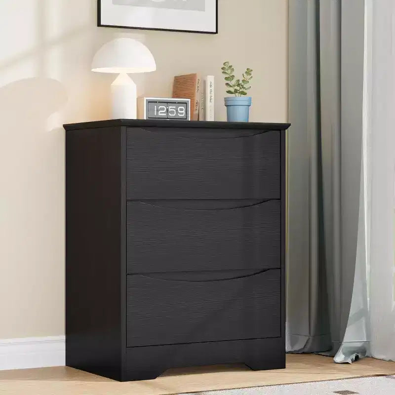 Tall Wooden Dresser with 3 Drawers, Modern Closet with Deep Storage, Spacious Chest of Drawers with Wide Top, Ideal for Bedroom or Living Room